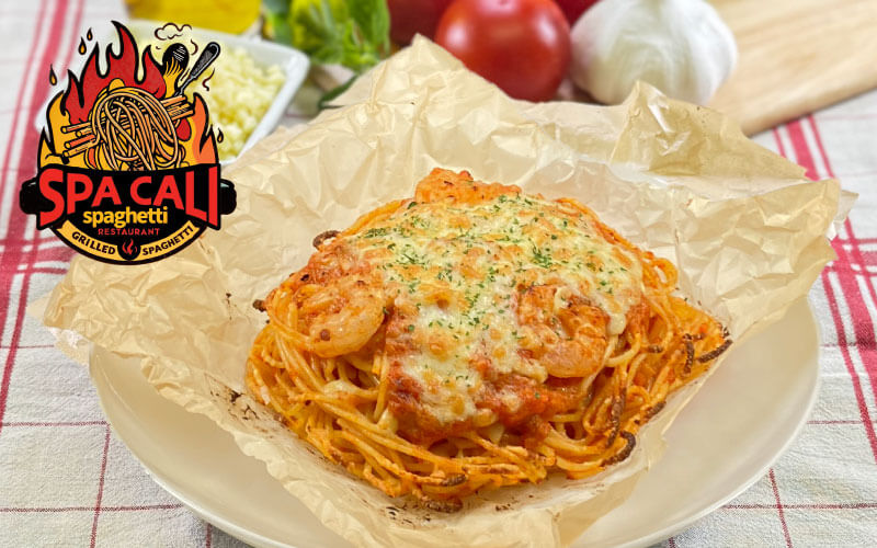 焼きスパ　カニのトマトクリーム